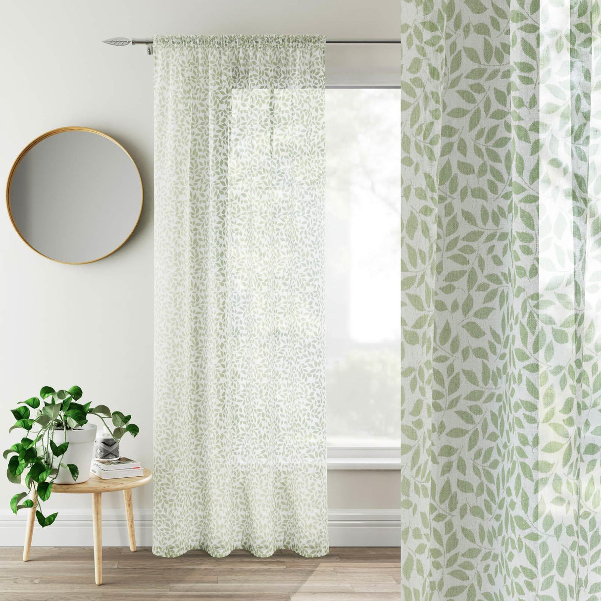 Willow Voile Curtain Panel Green