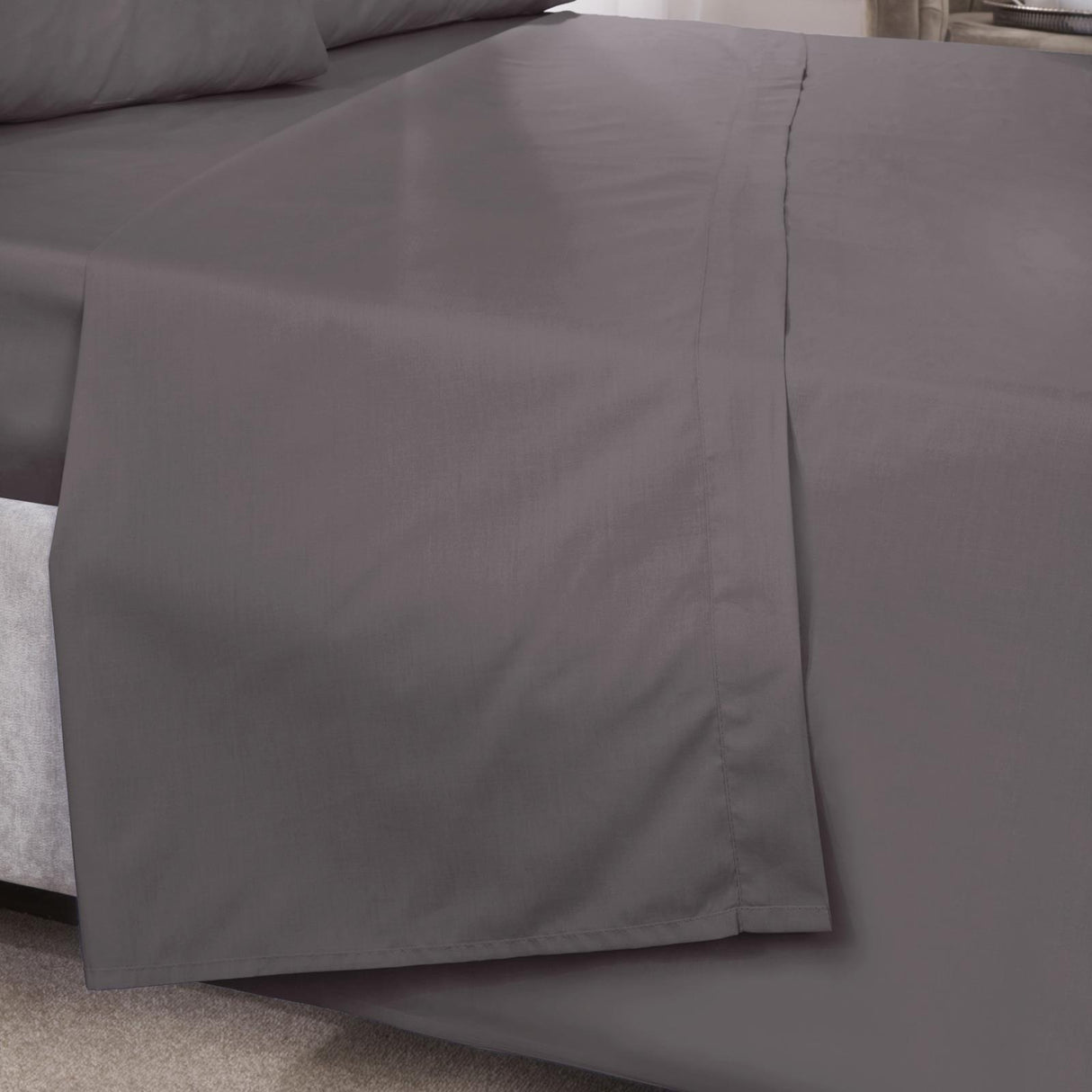 Percale 180 Thread Count Grey Flat Sheet