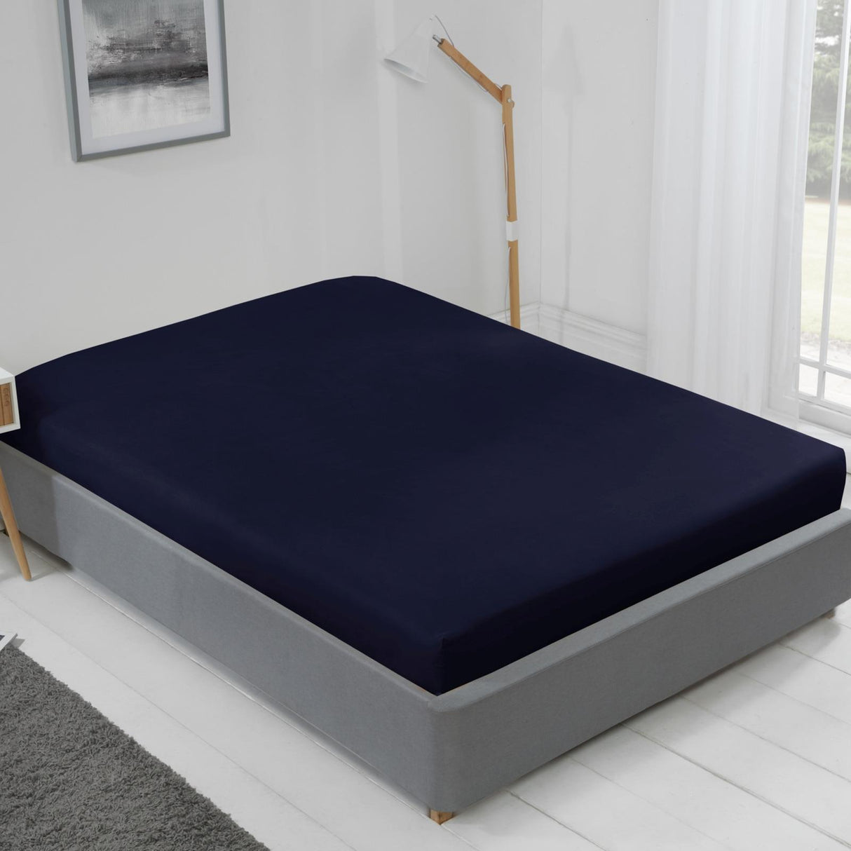 Lyla Microfibre Navy Fitted Sheet