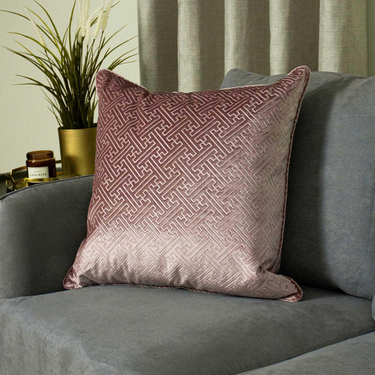 Florence Embossed Velvet Cushion Cover Blush