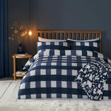 Seersucker Gingham Brushed Navy Duvet Cover Set