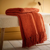 Textured Chenille Throw Terracotta