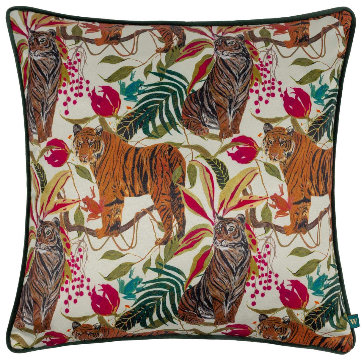 Kali Jungle Tigers Ivory Cushion Cover 17" x 17"