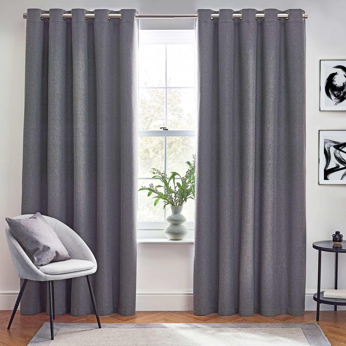 Dawn Blackout Eyelet Curtains Charcoal 90" x 90"