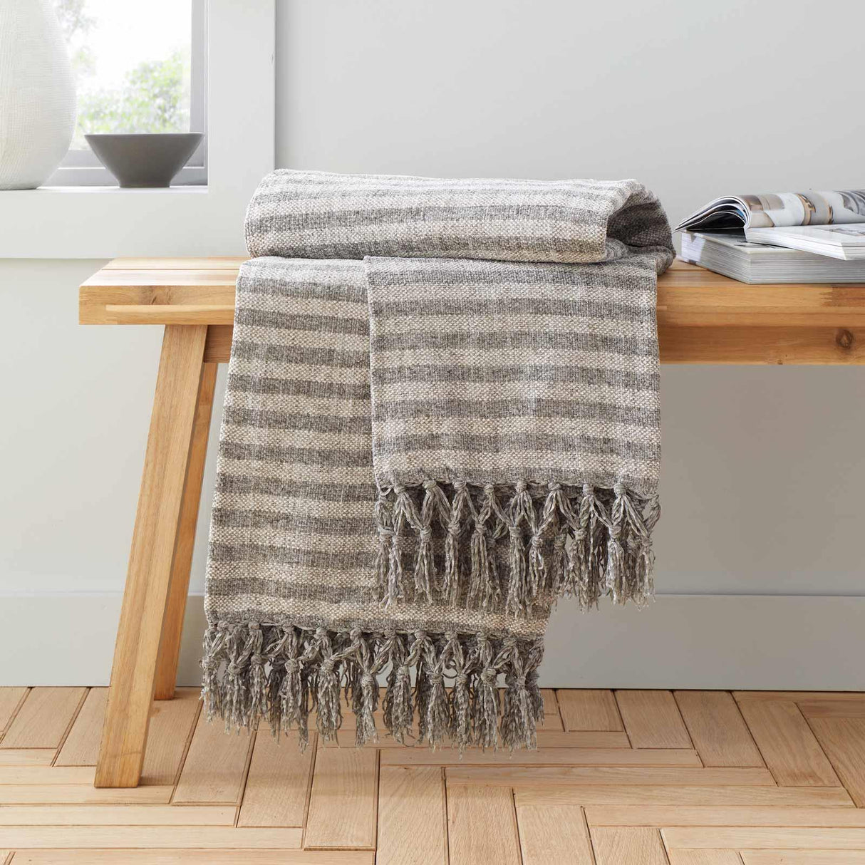 Stripe Chenille Throw Grey