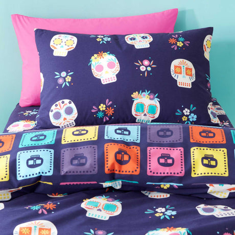 Sugar Skull Fiesta Reversible Duvet Cover Set