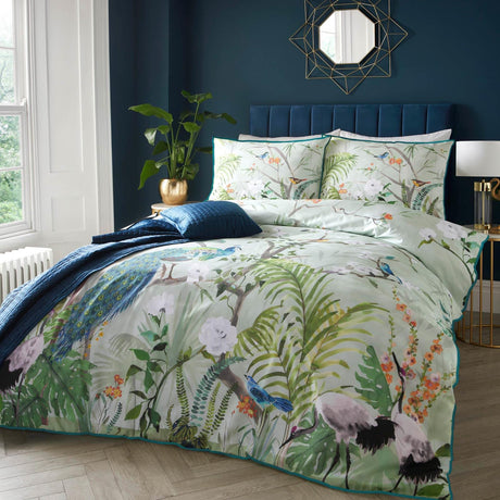 Peacock Jungle Cotton Sateen Duvet Cover Set