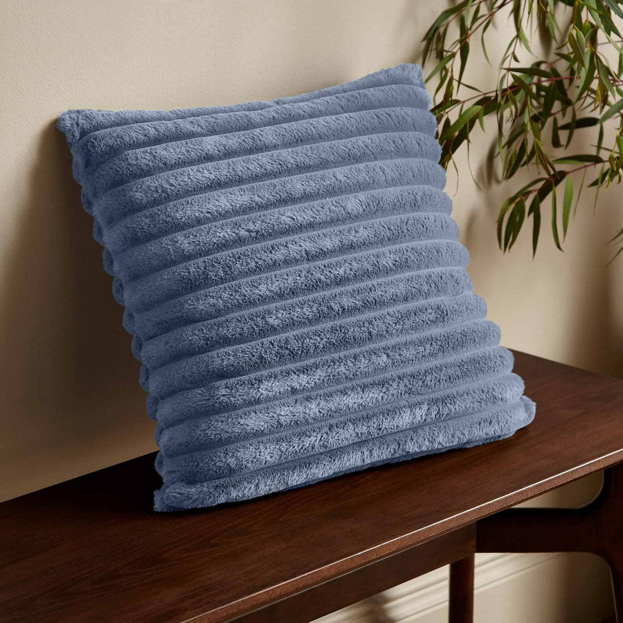 Cosy Ribbed Cushion Lansfield Blue