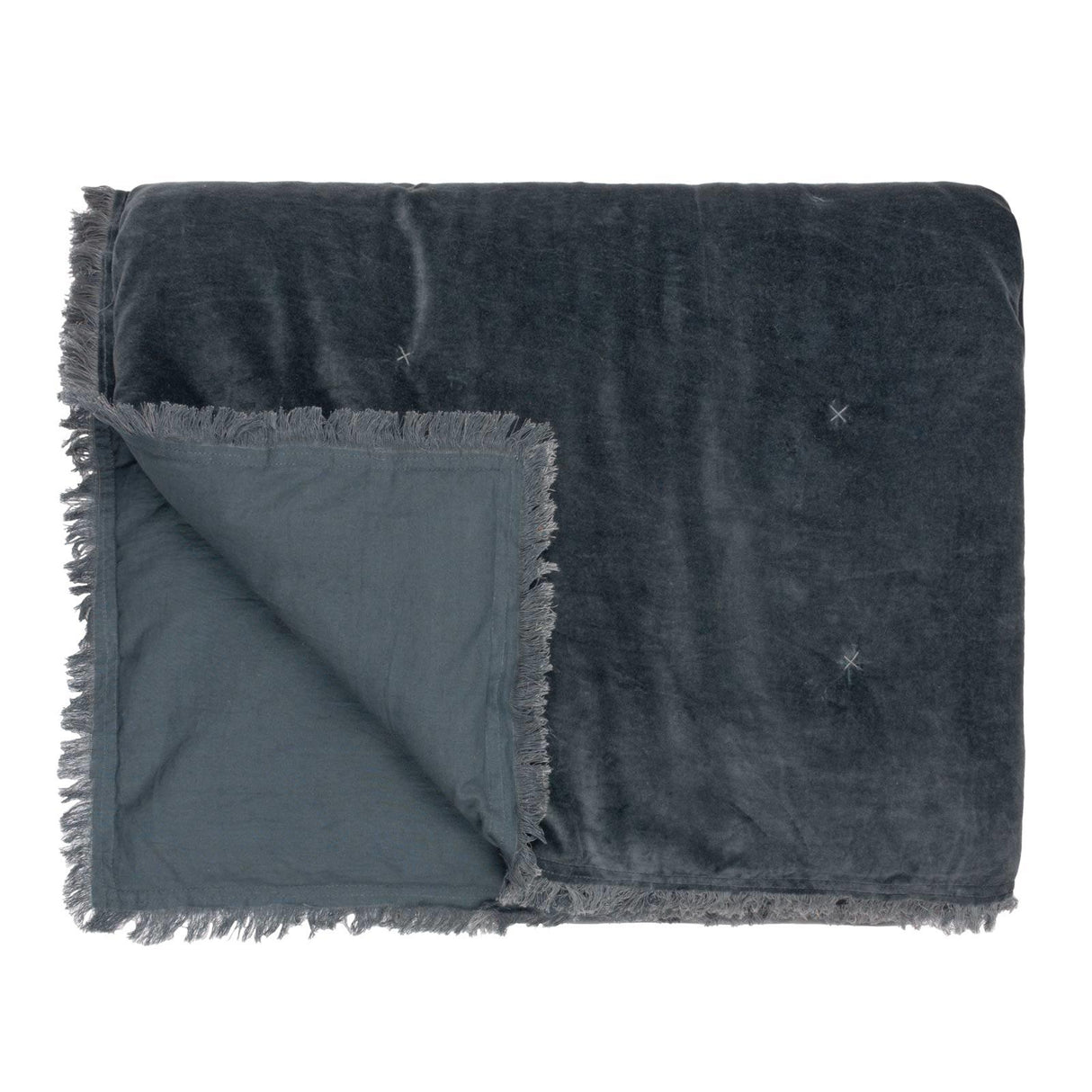 Jaye Cotton Velvet Filled Bedspread Slate