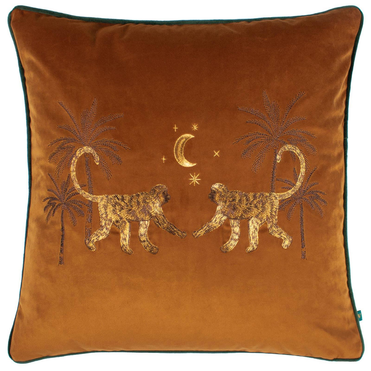 Dusk Monkey Embroidered Velvet Cushion Cover 20" x 20" (50cm x 50cm)