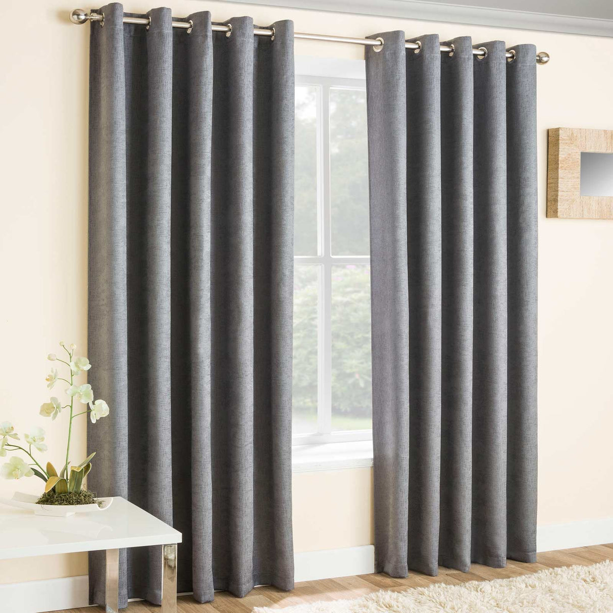 Vogue Thermal Eyelet Curtains Grey