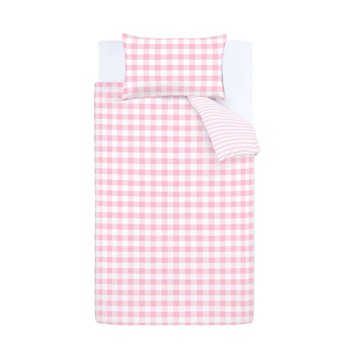 Check and Stripe Duvet Cover Set Pink