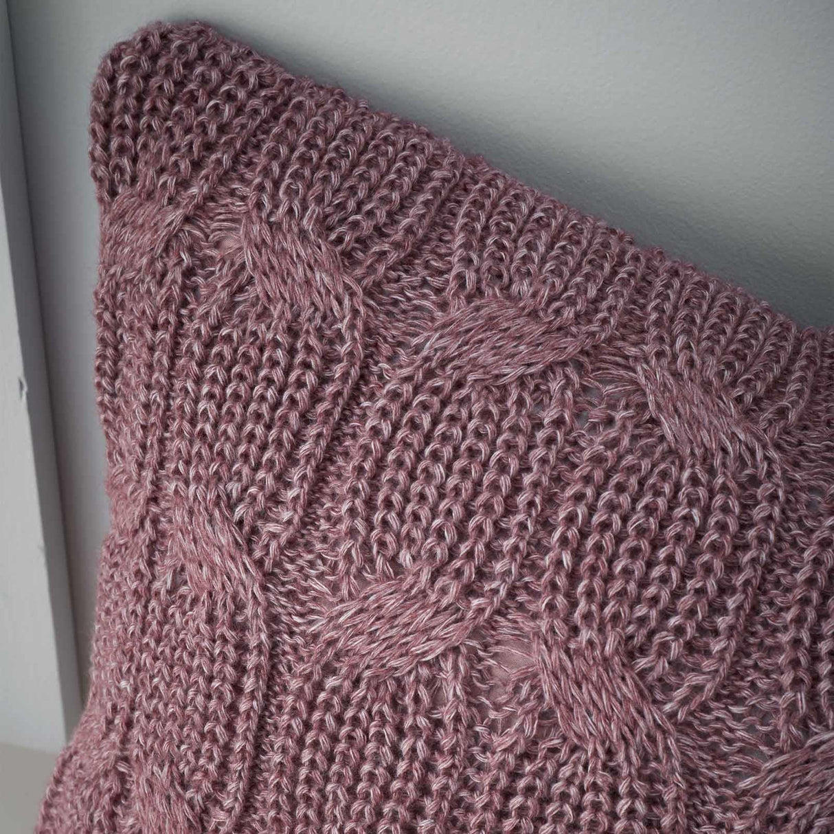 Chunky Marl Knit Cushion Plum