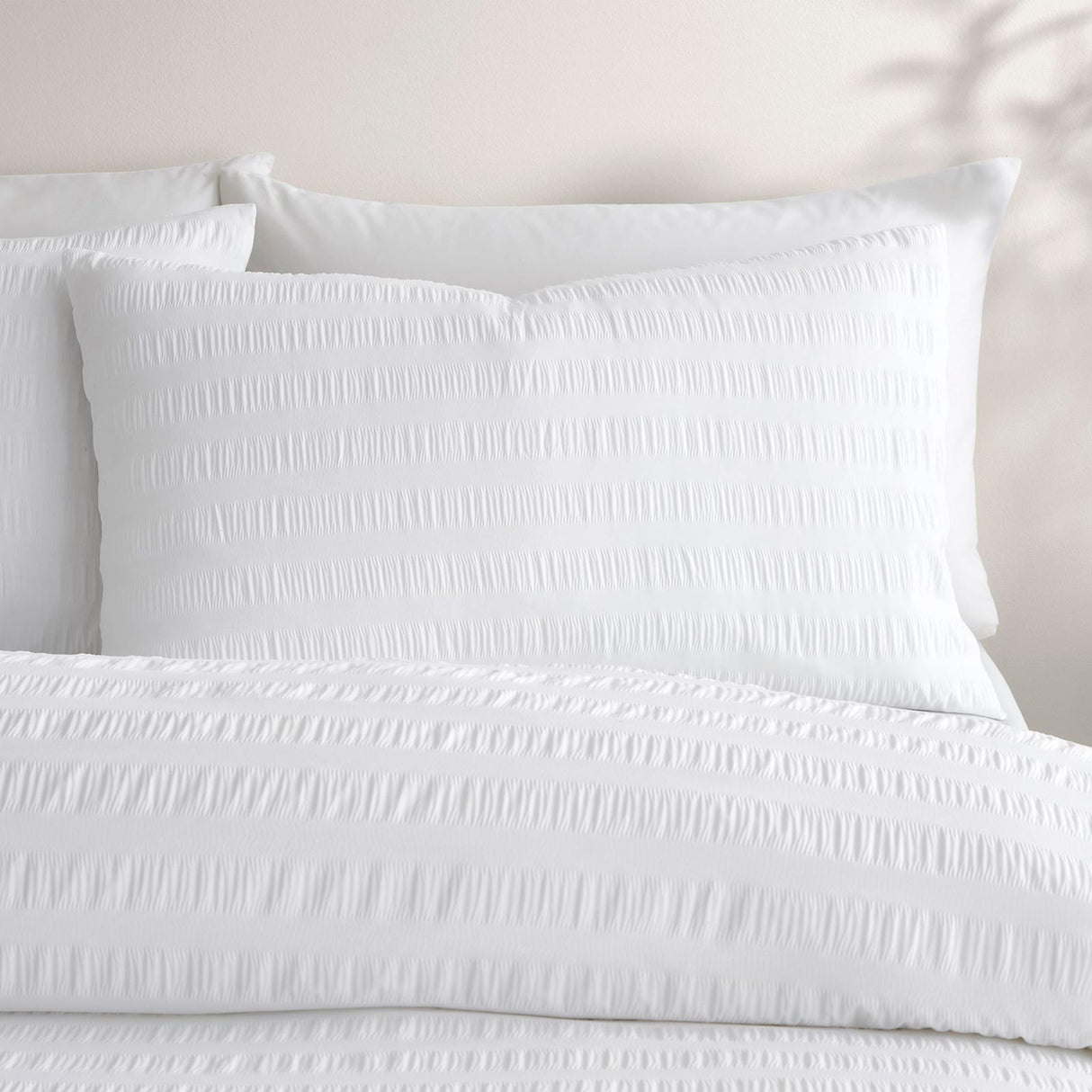 Honley Seersucker White Duvet Cover Set