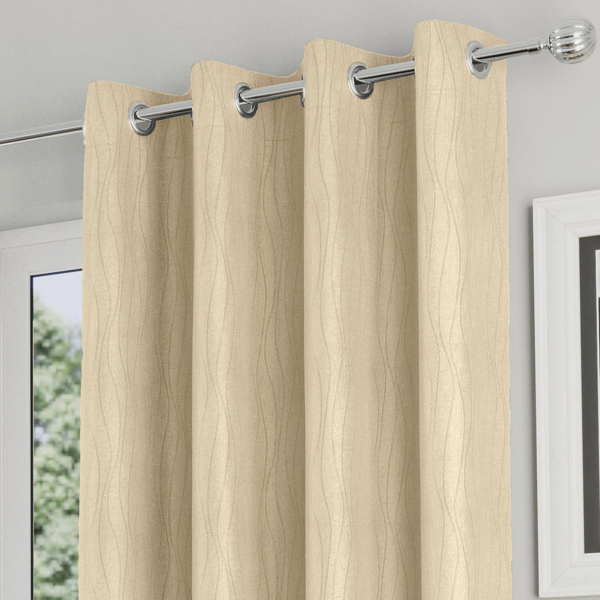 Goodwood Thermal Eyelet Curtains Cream 90" x 72"