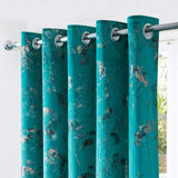 Lucia Metallic Thermal Eyelet Curtains Teal