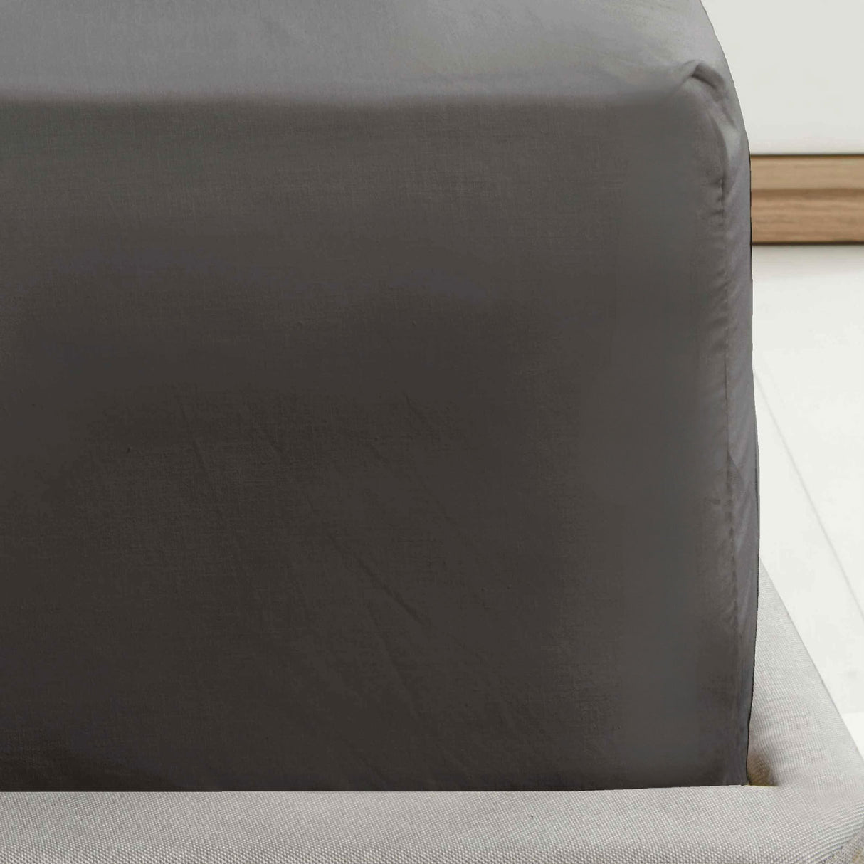 Percale Fitted Sheet Charcoal