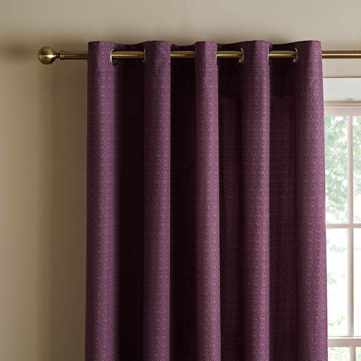 Textured Thermal Eyelet Curtains Plum