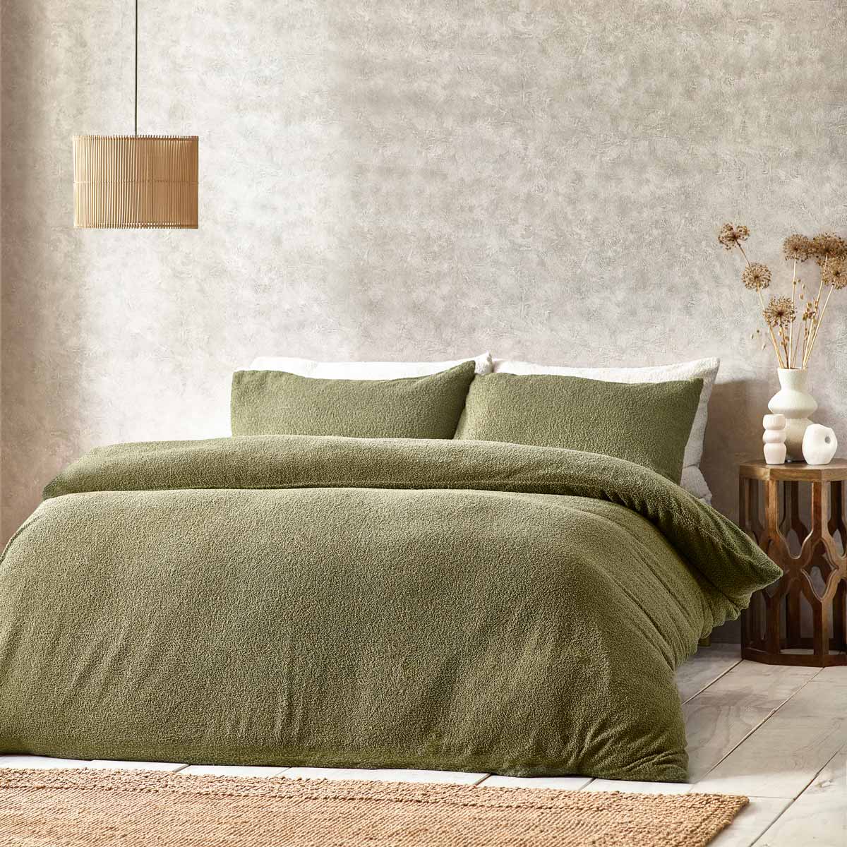 Boucle Olive Duvet Cover Set