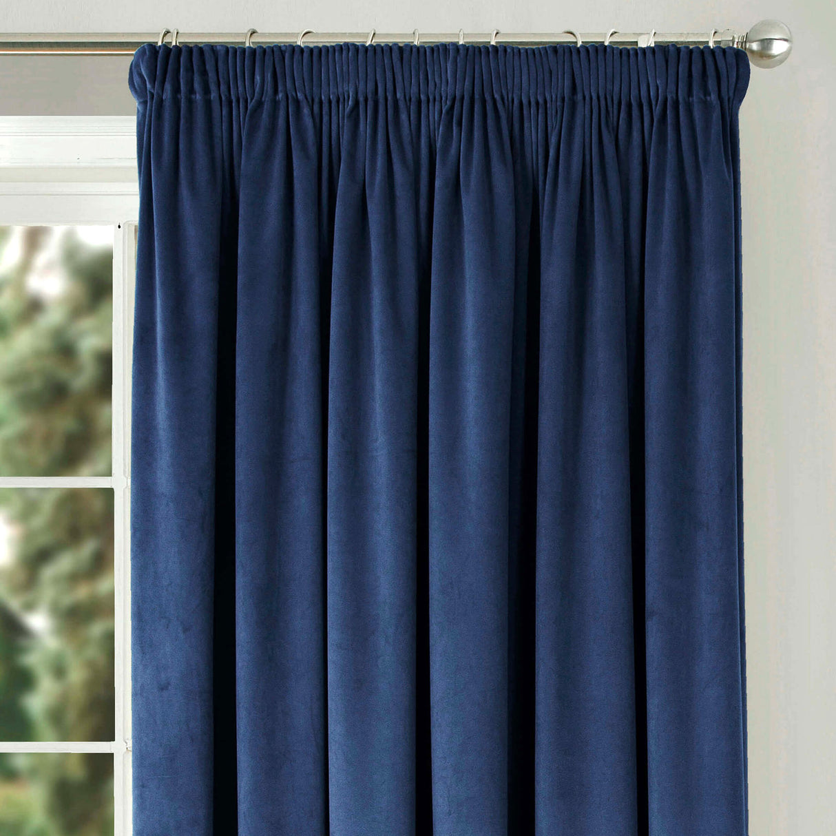 Montreal Soft Velour Tape Top Curtains Navy