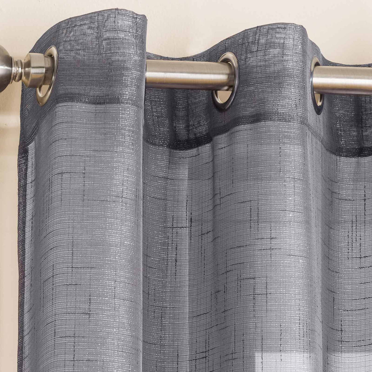 Marrakesh Eyelet Voile Curtain Panel Grey Voile Curtain Tyrone Textiles   