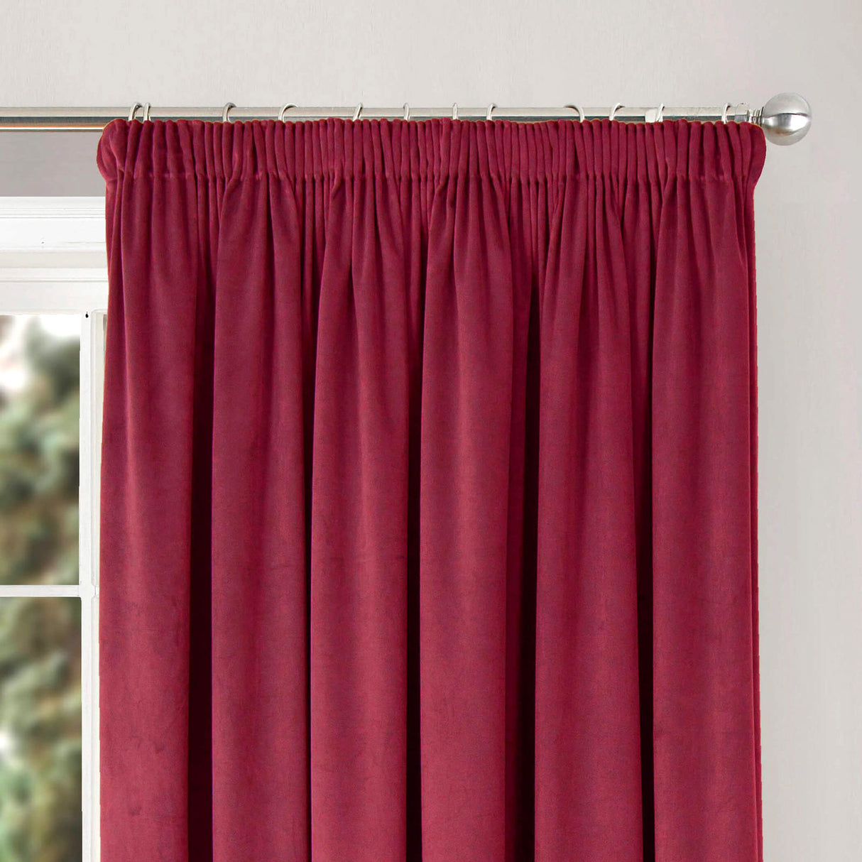 Montreal Soft Velour Tape Top Curtains Wine