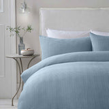 Lindly Waffle Duvet Cover Set Blue