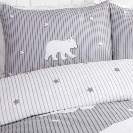 Polar Bear Flannelette Duvet Cover Set Grey