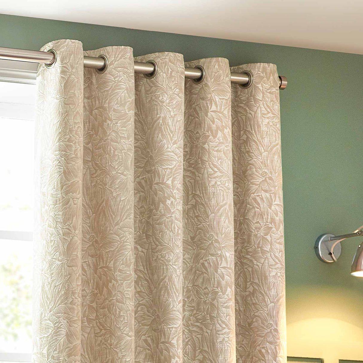 Grantley Jacquard Eyelet Curtains Natural