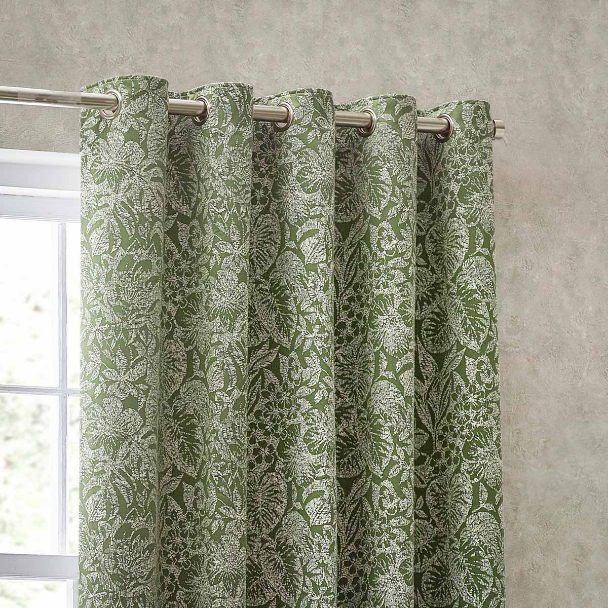 Bali Jacquard Leaf Eyelet Curtains