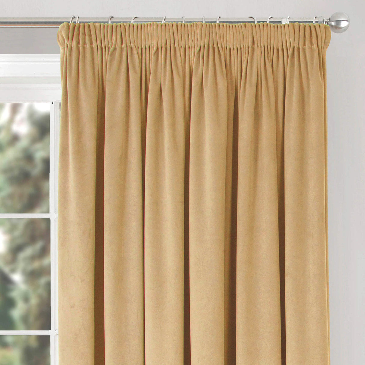 Montreal Soft Velour Tape Top Curtains Gold