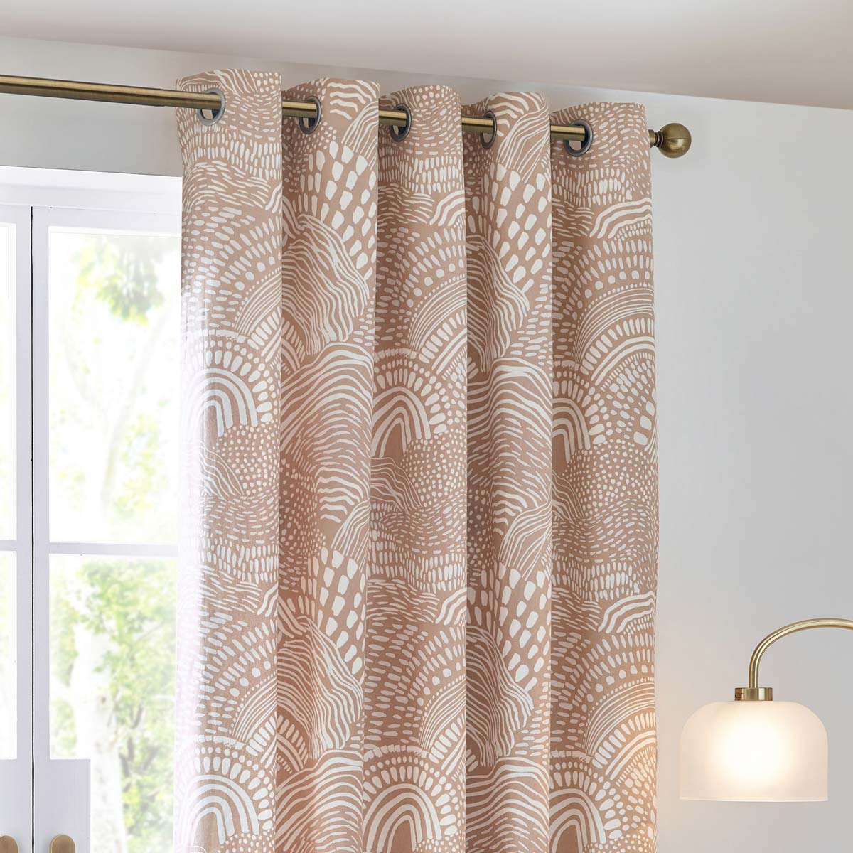 Nola Abstract Eyelet Curtains Oat