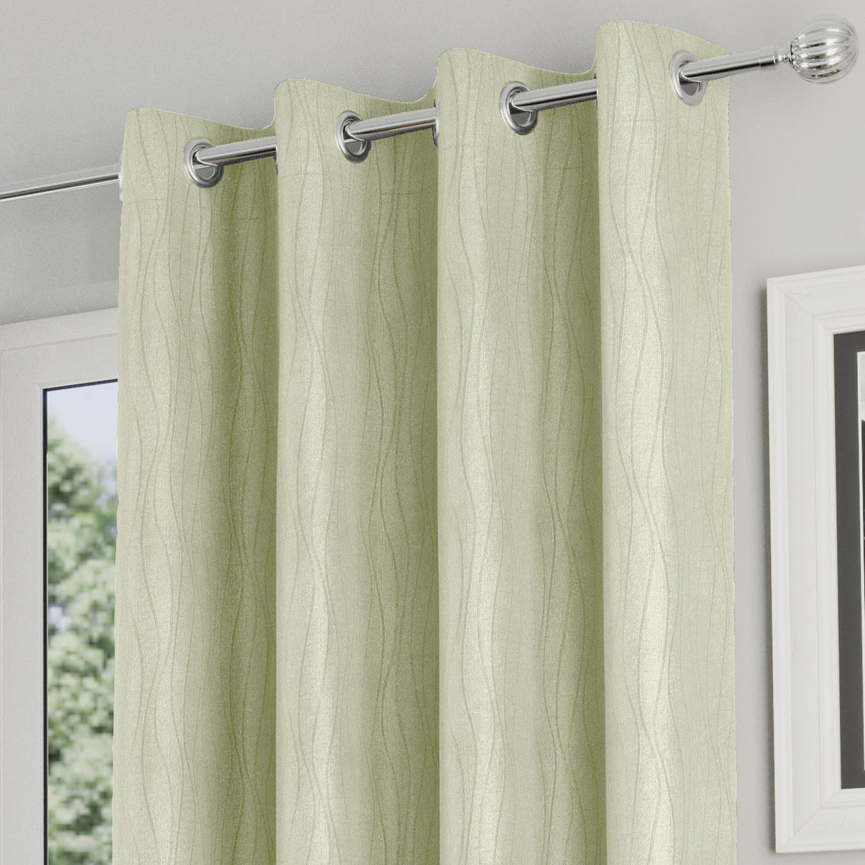 Goodwood Thermal Eyelet Curtains Green 46" x 54"