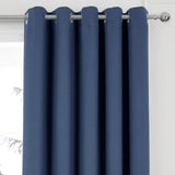 Woven Blackout Eyelet Curtains Navy