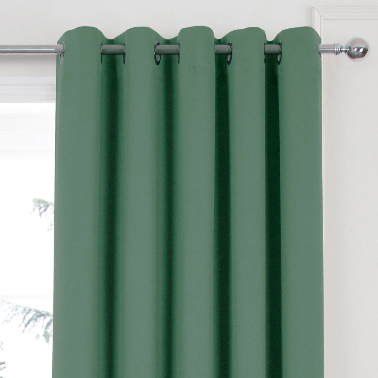 Woven Blackout Eyelet Curtains Green