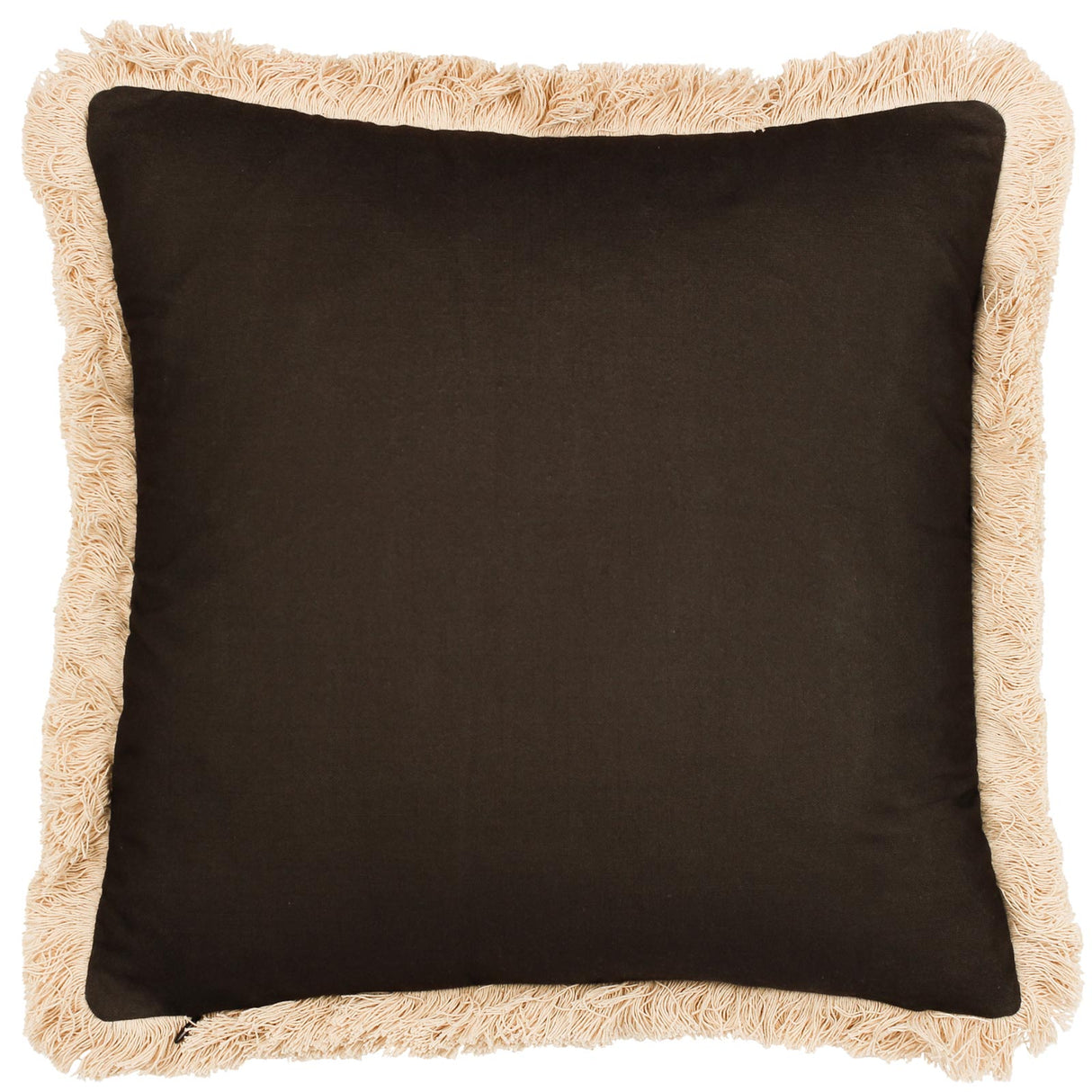 Colonial Palm Fringed Cushion Cover Espresso