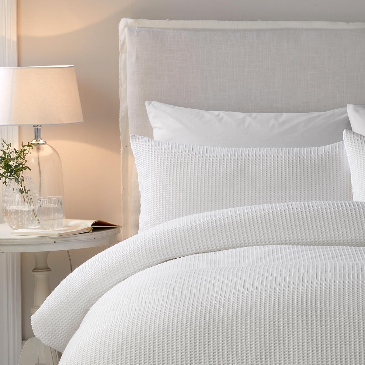 Lindly Waffle Duvet Cover Set White