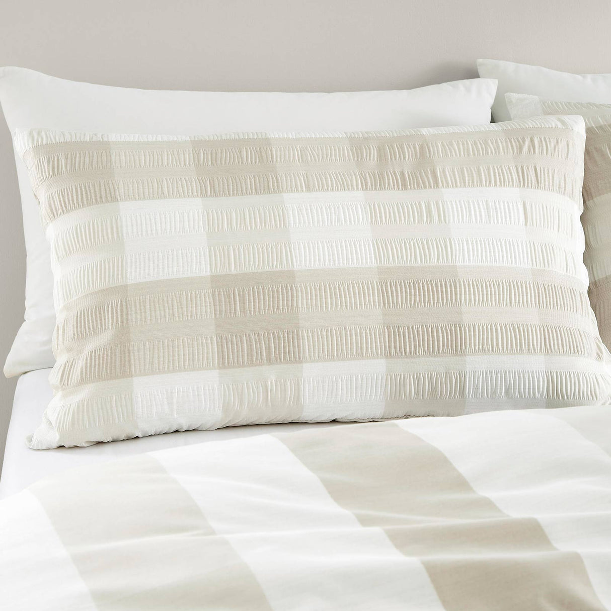 Seersucker Gingham Natural Duvet Cover Set