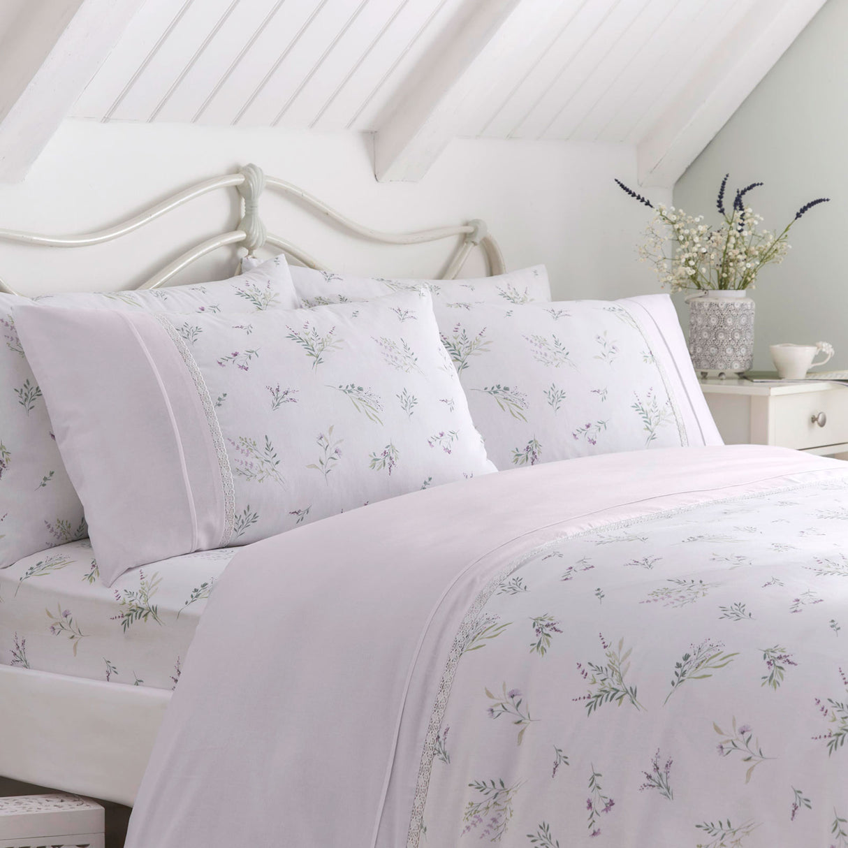 Chloe Lace Trim Duvet Cover Set