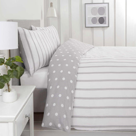 So Soft Spots & Stripes Duvet Cover Set Grey