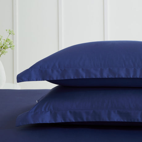 200TC Cotton Percale Oxford Pillowcases Navy