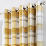 Balmoral Check Eyelet Curtains Ochre