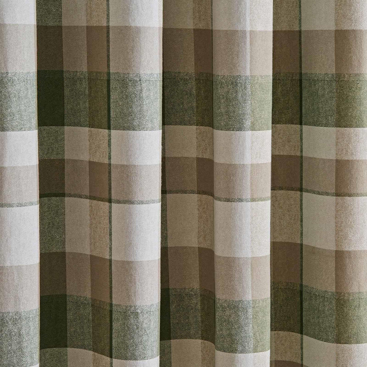 Brushed Cotton Thermal Check Eyelet Curtains Green