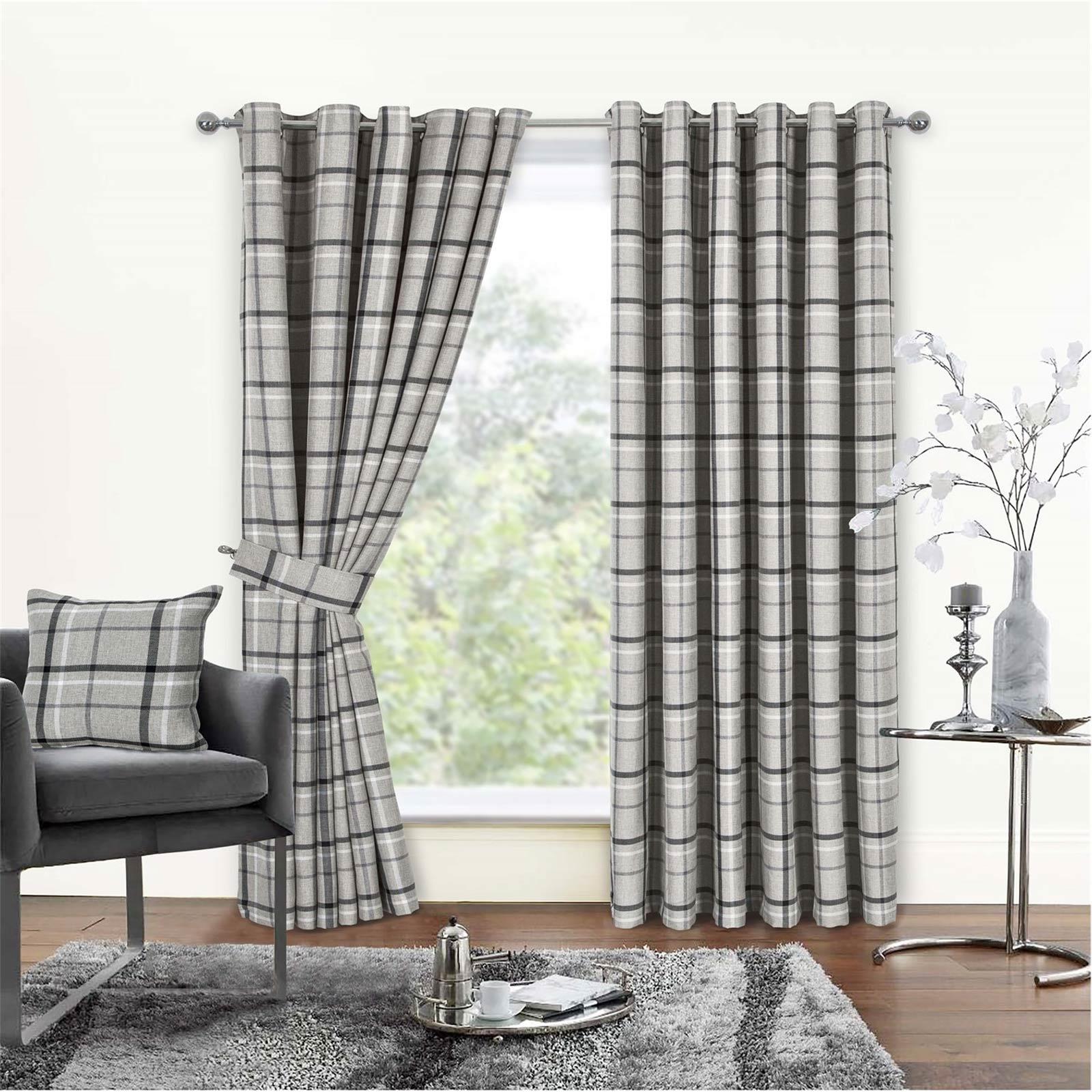 Grey on sale tartan curtains