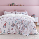 Christmas Festive Gnomes Duvet Cover Set Pink