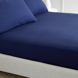 200TC Cotton Percale Fitted Sheet Navy