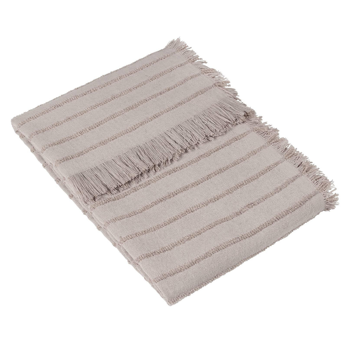 Hazie Woven Fringed Throw Griege