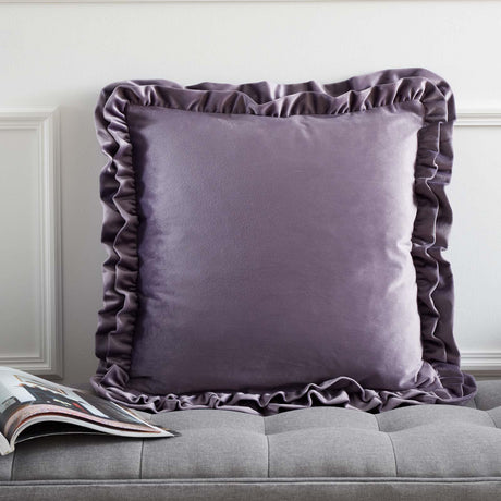 Catherine Lansfield So Soft Velvet Double Frill Lilac Cushion Cover 43cm x 43cm (17"x17")