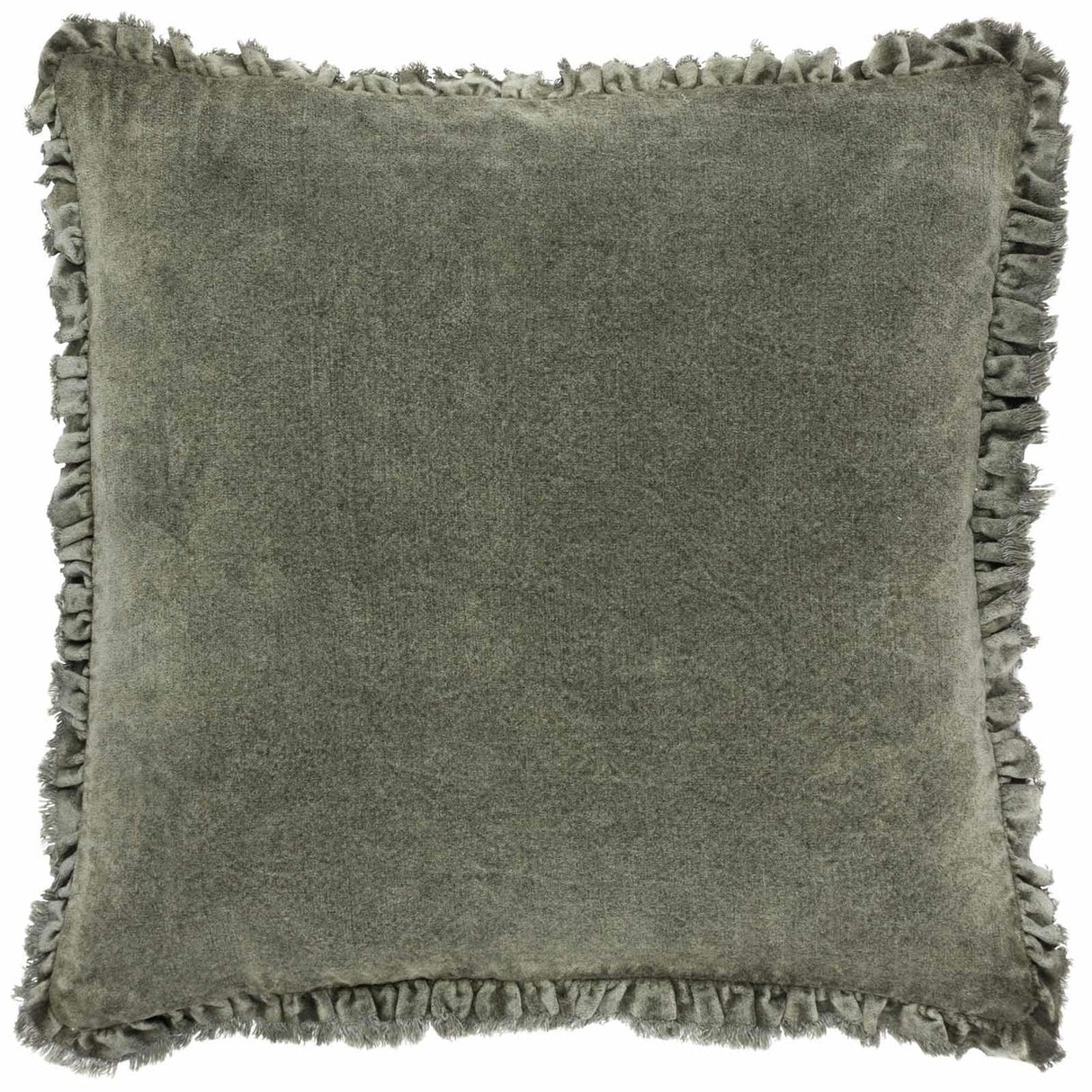 Bertie Washed Cotton Velvet Cushion Cover Moss