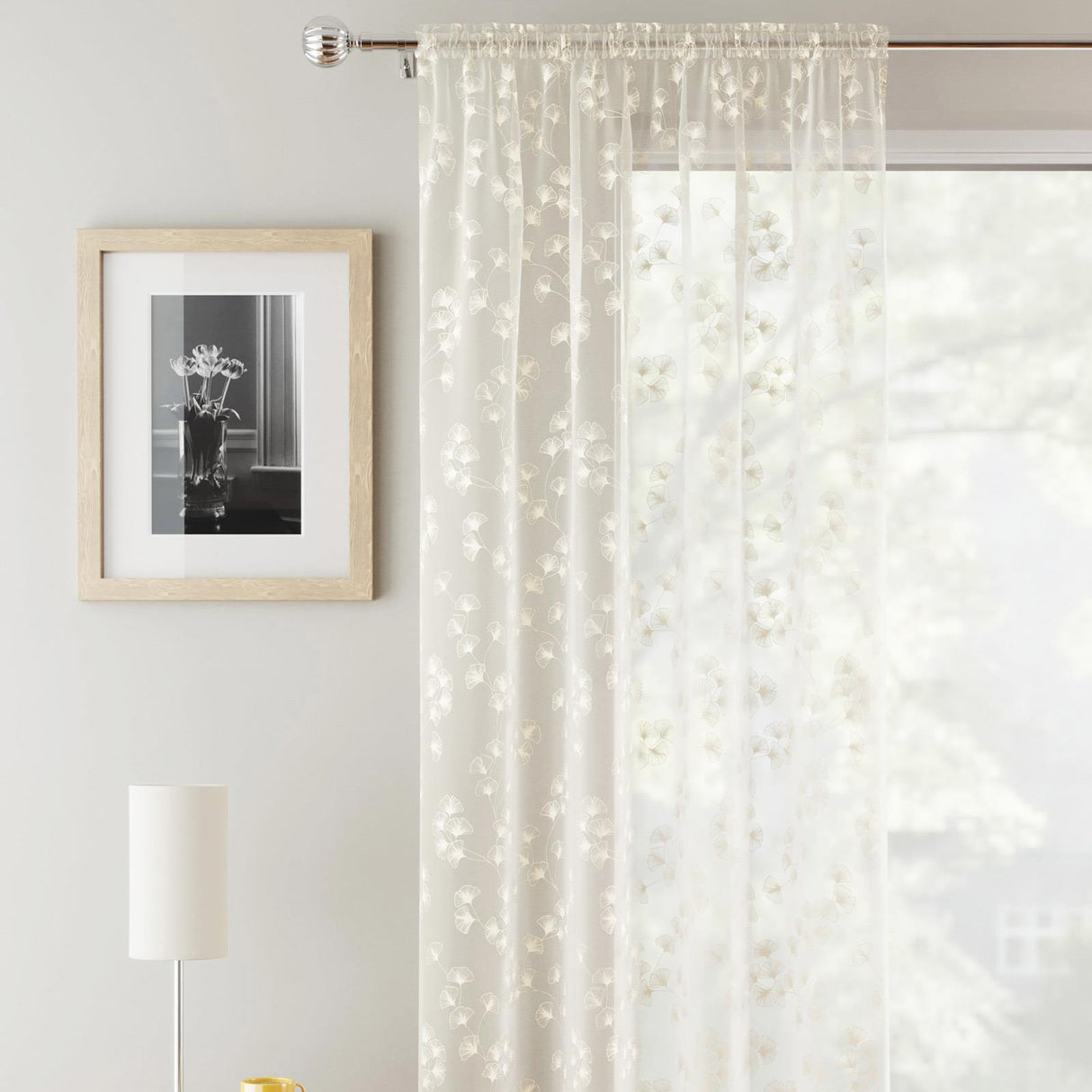 Delilah Voile Curtain Panel Cream